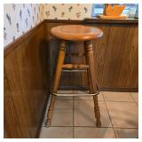High Solid Oak Bar Stool
