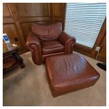 Matching leather chair & ottomon