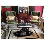 Pr. Of green Queen Anne style chairs 30”x31”x43”