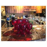 Red & clear glassware 