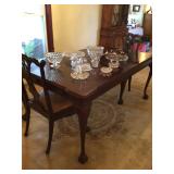Chippendale style mahogany table w/3leaves 43”x68” @ leaf 15”