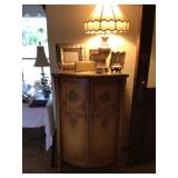 Handpainted demilune w/ glass top