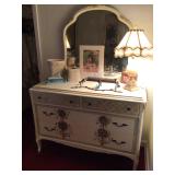 Handpainted dresser w/mirror 22”x48”x66” H