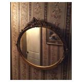 Oval wooden frame mirror 35”x26”