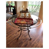 Round metal & glass table 42”diameter 