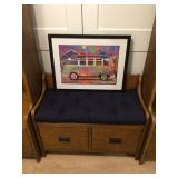 Pottery Barn bench w/ 2 drawers 18” x 34 1/2” x 26” H