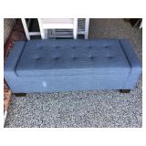 Blue fabric storage ottoman 50” x 20” x 16”