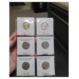 6 Brilliant Uncirculated Jefferson Nickels - P-D-S Coins