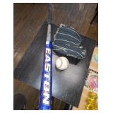 Bat, ball and glove