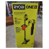 RYOBI ONE+ 18V Cordless Battery String Trimmer/Edger and Jet Fan Blower Combo Kit