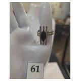 Silver ring with black bead