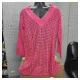 Saodimallsu Pink Crochet Cover Up or Mini Dress