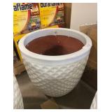 20 in. White Ceramic Hexham Garden Planter