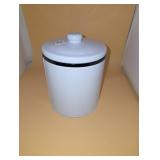 White canister round metal lid