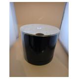Round black canister metal with lid