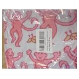 Pink Rabbit Monkeys Flannel Fleece Throw Blanket