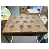 Trubeck Tufted Metal Base Ottoman Faux Leather