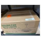 36 in. Integrated LED Indoor Gold Crystal Chandelier Ceiling Fan