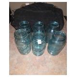 Blue glass canning jars