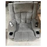 Tested Working Oversized Gray Chenille Power Lift Recliner Chair