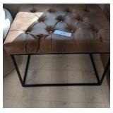 Trubeck Tufted Metal Base Ottoman Faux Leather Brown