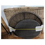 32 in. Mix and Match Brown Round Wicker Outdoor Patio Coffee Table With Woven Table Top