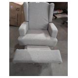 Light Gray Linen Wingback Manual Swivel Rocker Recliner