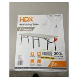 HDX 8 ft. Rectangle Almond Resin Top Folding Utility Table