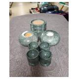 Polished green marble coaster set, Tea light holders, and 4 Egg holders