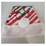Reversible Sequin Santa Hat with Faux Fur Trim