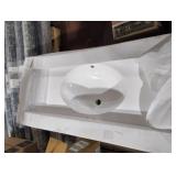 49'x22' Cultured Marble Solid High Gloss Wht Vanity Top with Round Bowl