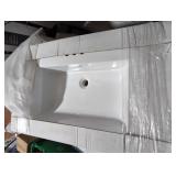 37'x22' Cultured Marble Solid High Gloss Wht Vanity Top with Wave Bowl