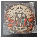 Jack Skellington and Sally Halloween Welcome Sign