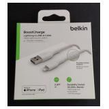 Belkin - BOOST↑CHARGE Braided USB-a to Lightning Cable 3.3ft - White