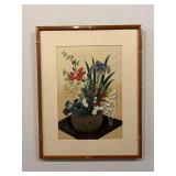 99 VintageOhnoBakufuWoodblockFlowersInBambooBasketSpring 99 VintageOhnoBakufuWoodblockFlowersInBambooBasketSpring