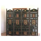 Hand-Painted Wooden Room Divider with Fruit Motif