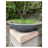 Concrete Half-Moon Minimalist Planter – Sculptural Outdoor Accent