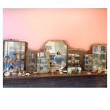 Several Glass Display Cases with Assorted Miniatures