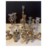 Sterling Silver & Crystal Candlesticks with Plated & Glass Tableware