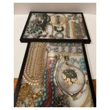 Vintage Fashion Jewelry Collection in Glass-Top Display Cases