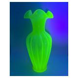 Fenton Candle Glow Yellow Overlay Vase