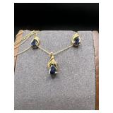 10K/14K Gold Sapphire Pendant & Earrings Set