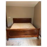 Queen-Size Wooden Sleigh Bed with Mattress