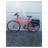 TREK Red Aluminum Hybrid Bike with Pannier