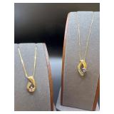 Pair of 10K & 14K Gold Sapphire Pendants