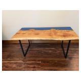 Live Edge Blue Epoxy Coffee Table