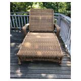 Vintage Light Brown Wicker Outdoor Chaise Lounge