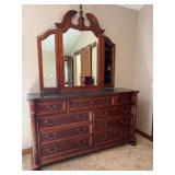 Mahogany Dresser with Marble Top & Mirror