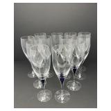 Orrefors Sweden Cobalt Blue Crystal Flutes, Set of 12