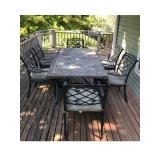Outdoor Mosaic Tile Patio Dining Set with Cast Aluminum Chairs